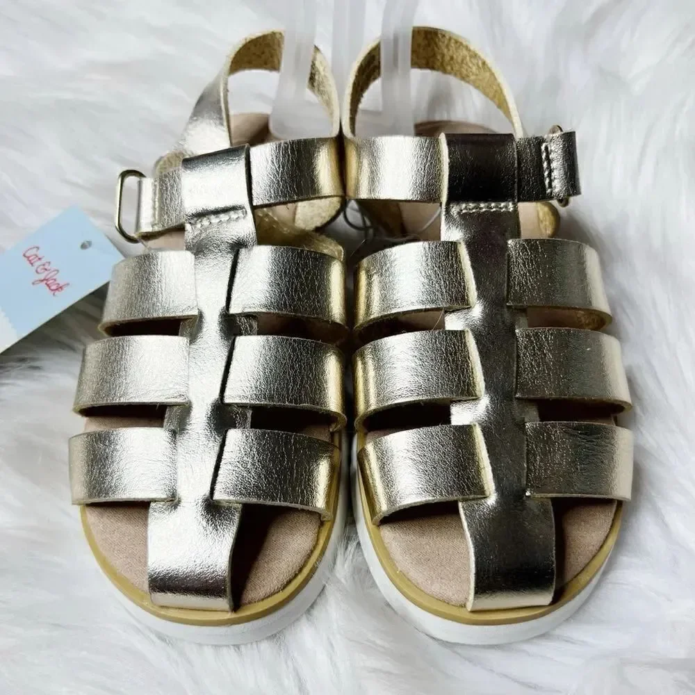 Cat and Jack Gladiator Velcro Sandals Gold Size 10